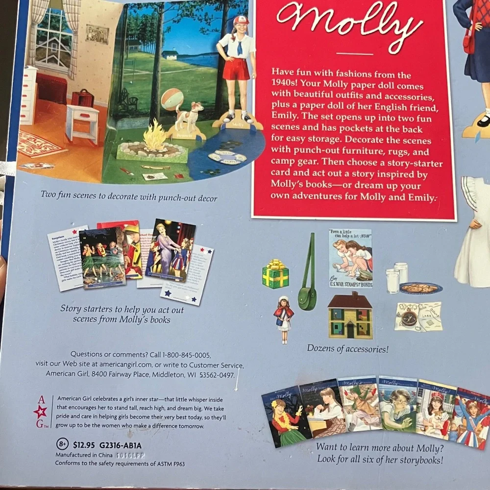 American Girl Doll Molly & Emily Play Scenes & Paper Dolls GUC - Picture 12 of 13